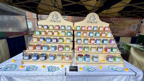 5-Tier Wooden Display Stand - 30 Pockets Countertop Rack for Retail & Craft Shows