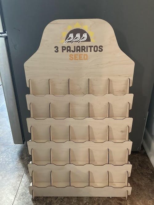 Seed Display Stand - 5-Tier, 25 pocket, Wooden Display Rack for Retail