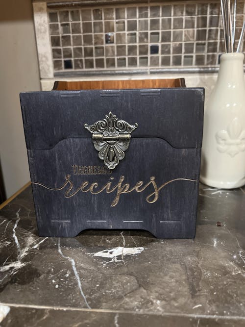 Personalized Wooden Recipe Box | Custom Recipe Card Box with Engraving