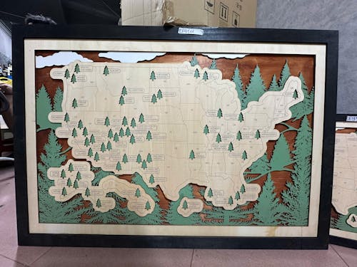 Personalized USA National Parks Travel Map With Pins, National Parks Wooden Map Tracker