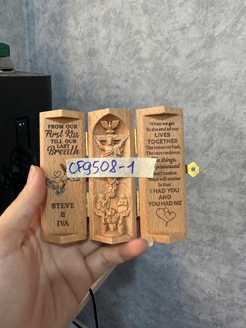 From Our First Kiss Till Our Last Breath, Personalized Openable Wooden Cylinder Sculpture of Jesus Christ, Christian Gifts