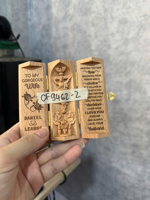 To My Gorgeous Wife Personalized Openable Wooden Cylinder Sculpture of Jesus Christ, Christian Gifts