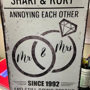 Hand In Hand, Annoying Each Other Since And Still Going Strong - Personalized Metal Sign, Gift For Anniversary