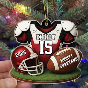 American Football Player Uniform - Personalized Acrylic Ornament, Gift For Football Player, Football Family Holiday Decor