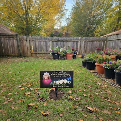 Your Memory Lives On In Our Hearts - Personalized Granite Headstone With Stand, Memorial Gift For Loss Of Loved One