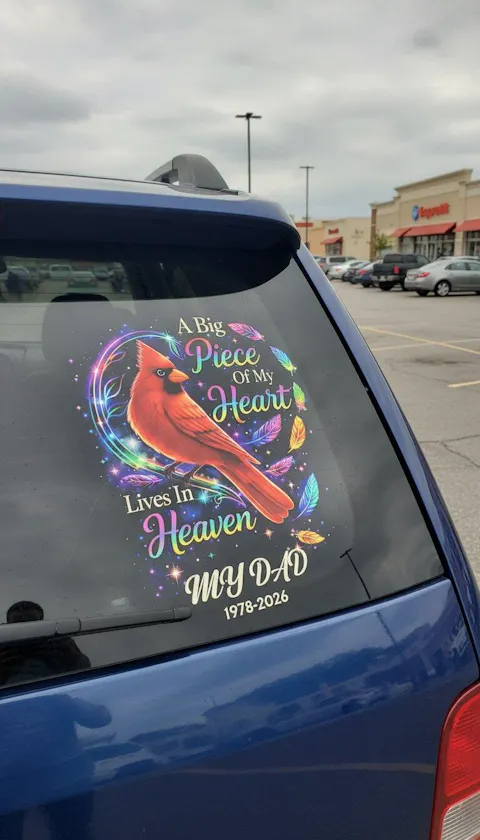 Cardinal Forever Loved My Guardian Angel - Personalized Decal, In Loving Memory Loss Of Loved One, Memorial Decal