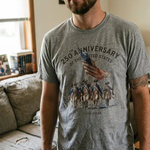 Born In Revolution, United In Freedom - Personalized T-shirt, USA 250th Anniversary Gift, Revolutionary War Soldiers Shirt