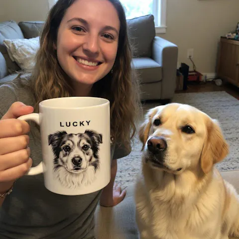 Charcoal Pet Portrait - Personalized Mug, Pet Drawing Portrait Gift