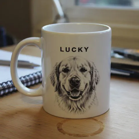 Charcoal Pet Portrait - Personalized Mug, Pet Drawing Portrait Gift