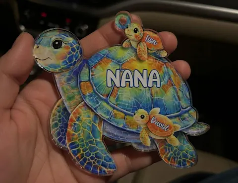 Together As One Turtle Family - Personalized Acrylic Car Hanger, Gift For Family, Turtle Family Car Hanger