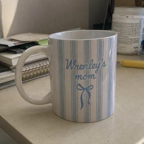 First Time Mom - Personalized Mug, Gift For New Mom, Blue Stripe Mug, Future Mom Gift, New Baby Gift For Mom