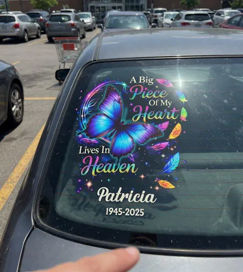 Butterfly Big Piece Of My Heart Lives In Heaven - Personalized Decal, Memorial Gift For Loss Of Loved One