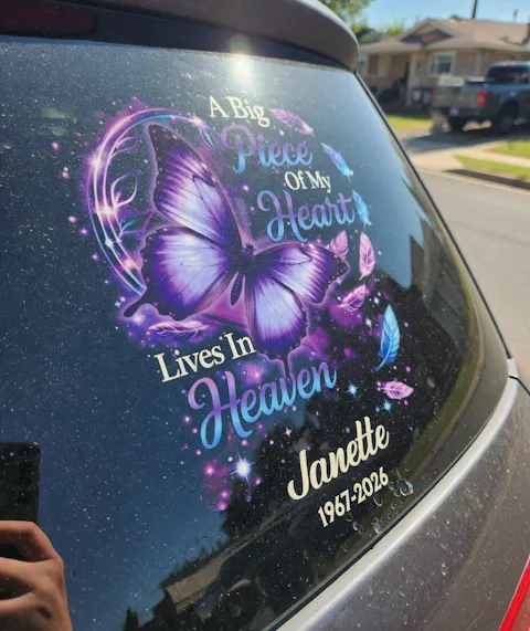 Butterfly Big Piece Of My Heart Lives In Heaven - Personalized Decal, Memorial Gift For Loss Of Loved One
