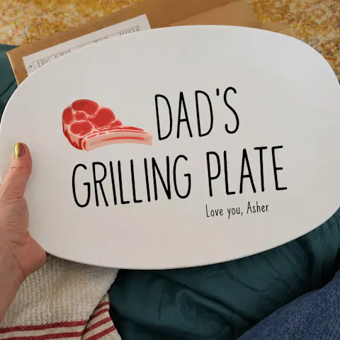 Daddy's Grilling Plate - Personalized Platter, Happy Father's Day Gift, BBQ Lover Gift For Dad,Grill Master Daddy Birthday Gifts