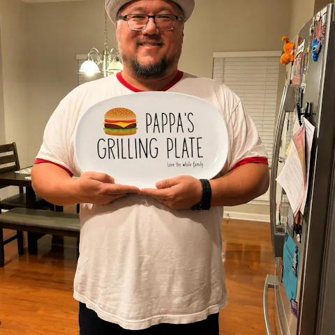Daddy's Grilling Plate - Personalized Platter, Happy Father's Day Gift, BBQ Lover Gift For Dad,Grill Master Daddy Birthday Gifts
