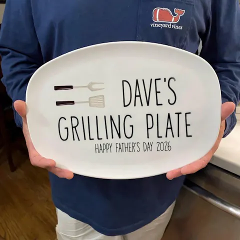 Daddy's Grilling Plate - Personalized Platter, Happy Father's Day Gift, BBQ Lover Gift For Dad,Grill Master Daddy Birthday Gifts