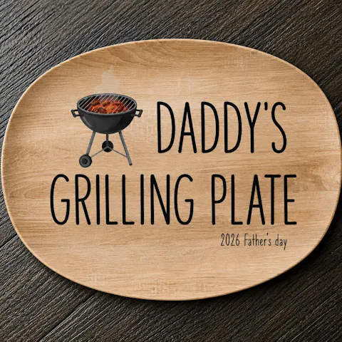 Daddy's Grilling Plate - Personalized Platter, Happy Father's Day Gift, BBQ Lover Gift For Dad,Grill Master Daddy Birthday Gifts