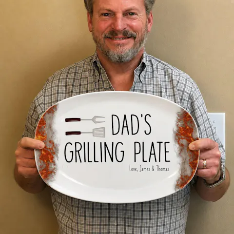 Daddy's Grilling Plate - Personalized Platter, Happy Father's Day Gift, BBQ Lover Gift For Dad,Grill Master Daddy Birthday Gifts