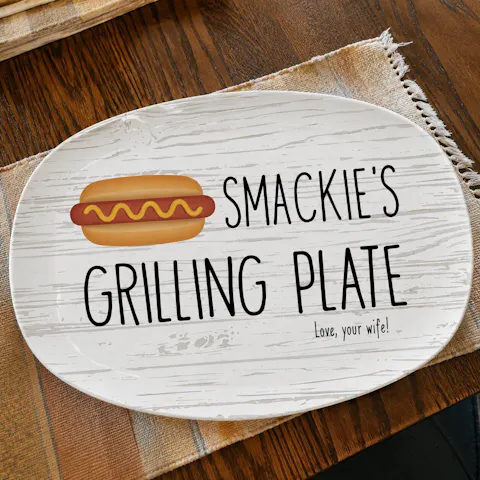 Daddy's Grilling Plate - Personalized Platter, Happy Father's Day Gift, BBQ Lover Gift For Dad,Grill Master Daddy Birthday Gifts
