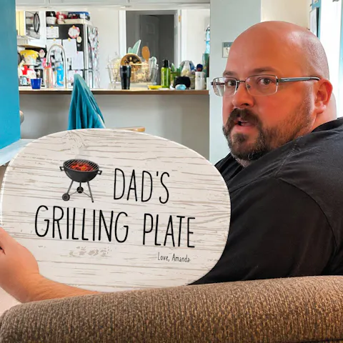 Daddy's Grilling Plate - Personalized Platter, Happy Father's Day Gift, BBQ Lover Gift For Dad,Grill Master Daddy Birthday Gifts