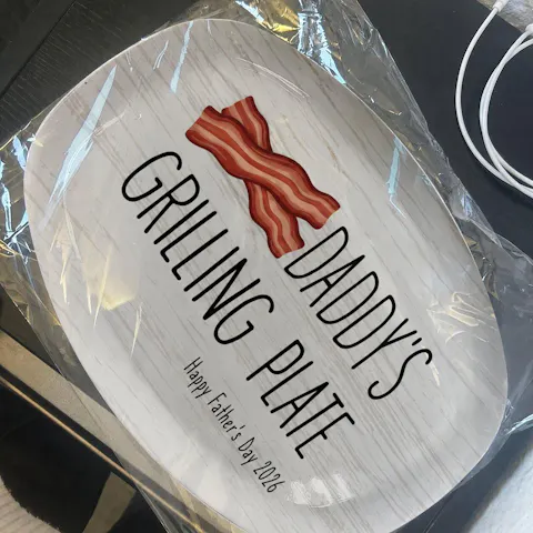 Daddy's Grilling Plate - Personalized Platter, Happy Father's Day Gift, BBQ Lover Gift For Dad,Grill Master Daddy Birthday Gifts