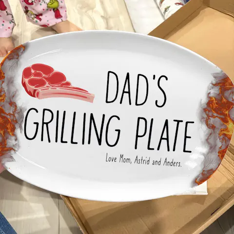 Daddy's Grilling Plate - Personalized Platter, Happy Father's Day Gift, BBQ Lover Gift For Dad,Grill Master Daddy Birthday Gifts