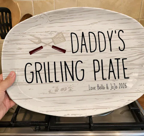 Daddy's Grilling Plate - Personalized Platter, Happy Father's Day Gift, BBQ Lover Gift For Dad,Grill Master Daddy Birthday Gifts