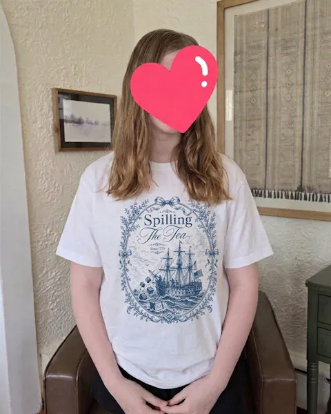 Blue Toile Spilling The Tea Since 1773 Shirt, Vintage Patriotic Tee, America 250th Anniversary Shirt, Boston Tea Party Tee