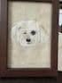 Realistic Custom Pet Portrait Embroidery in Walnut Frame