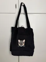 Custom Embroidered Pet Portrait Canvas Tote Bag