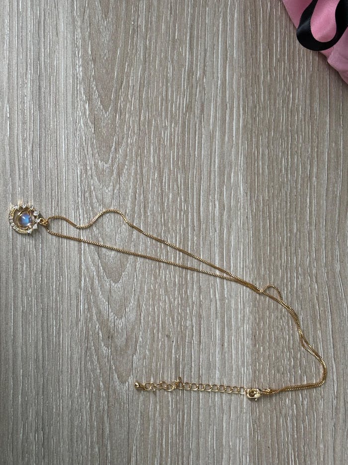 14K Real Gold Plated Moonstone Saturn Star Necklace
