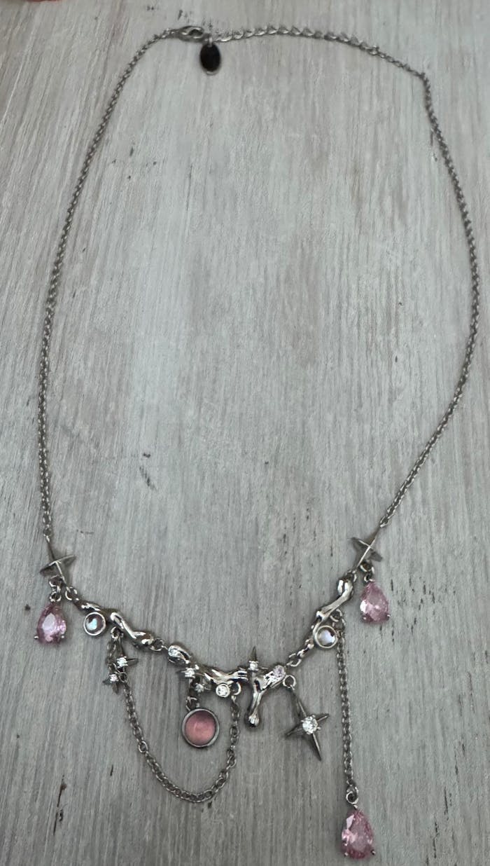 Platinum Plated Color Gypsophila Necklace