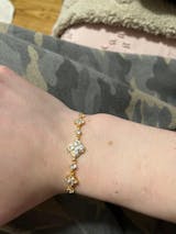 14K Real Gold Plated Diamonds Lucky Leaf Bracelet