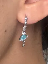 Palladium White Gold Plated Saturn Star Hoop Earrings