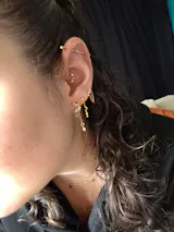 14K Real Gold Plated Diamond Pearl Moon Star Earrings