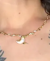 18K Real Gold Plated Diamonds Natural Shell Moon Necklace