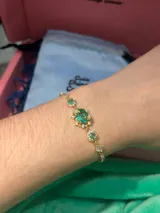 14K Real Gold Plated Green Gem Butterfly Bracelet
