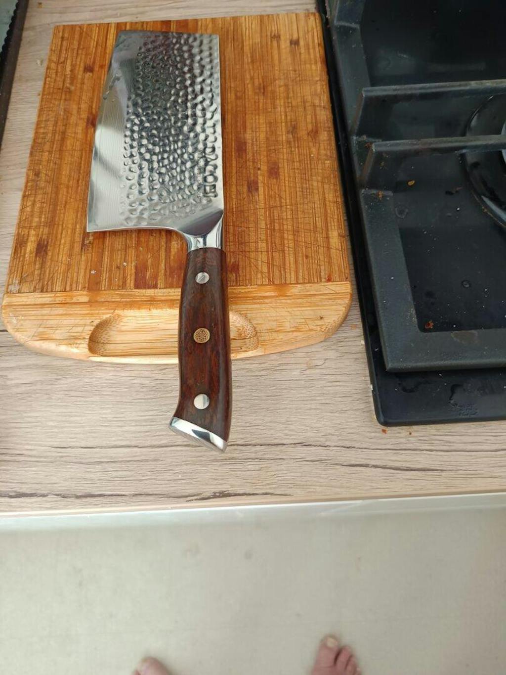 Profesionální sekáček C38, Damašková ocel, 18 cm