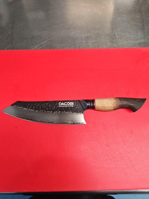 Cuțit Santoku, mâner ergonomic stejar alb, oțel damasc, 19 cm (C62)