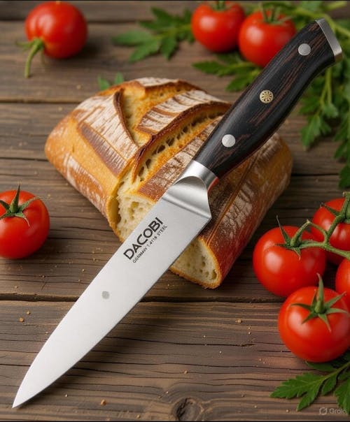 Cuțit universal oțel german,  mâner lemn pakka, 13 cm (C8)