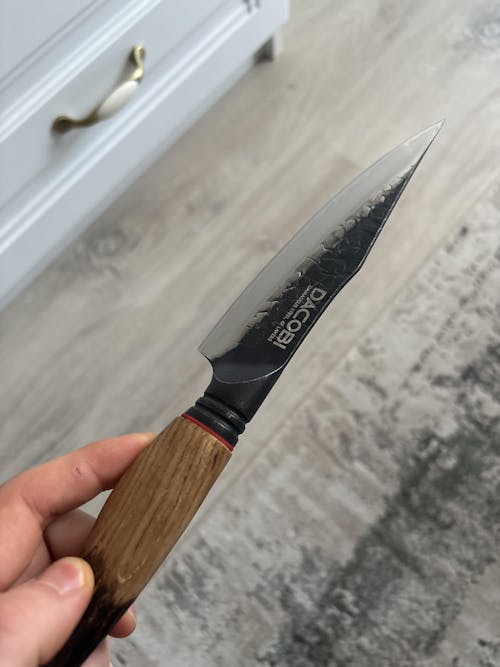 Cuțit universal cu mâner de stejar alb, oțel damasc, 14 cm (C63)