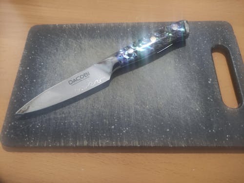 Nôž na lúpanie C21, Damašková oceľ, 9 cm