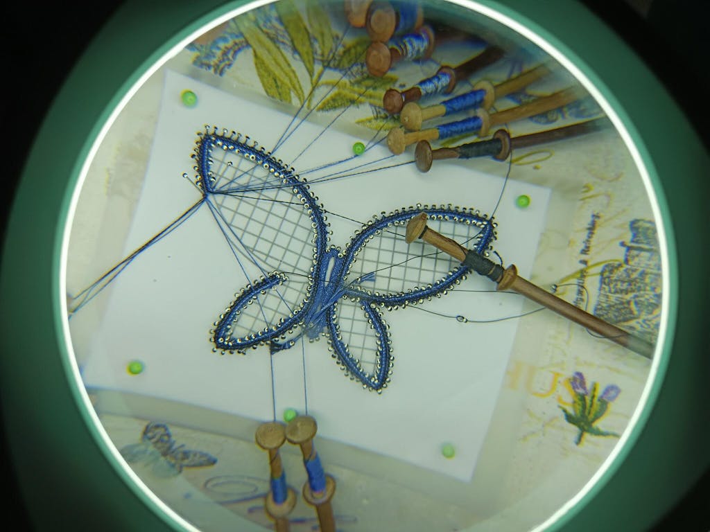 Pink Butterfly Bobbin Lace Pattern 