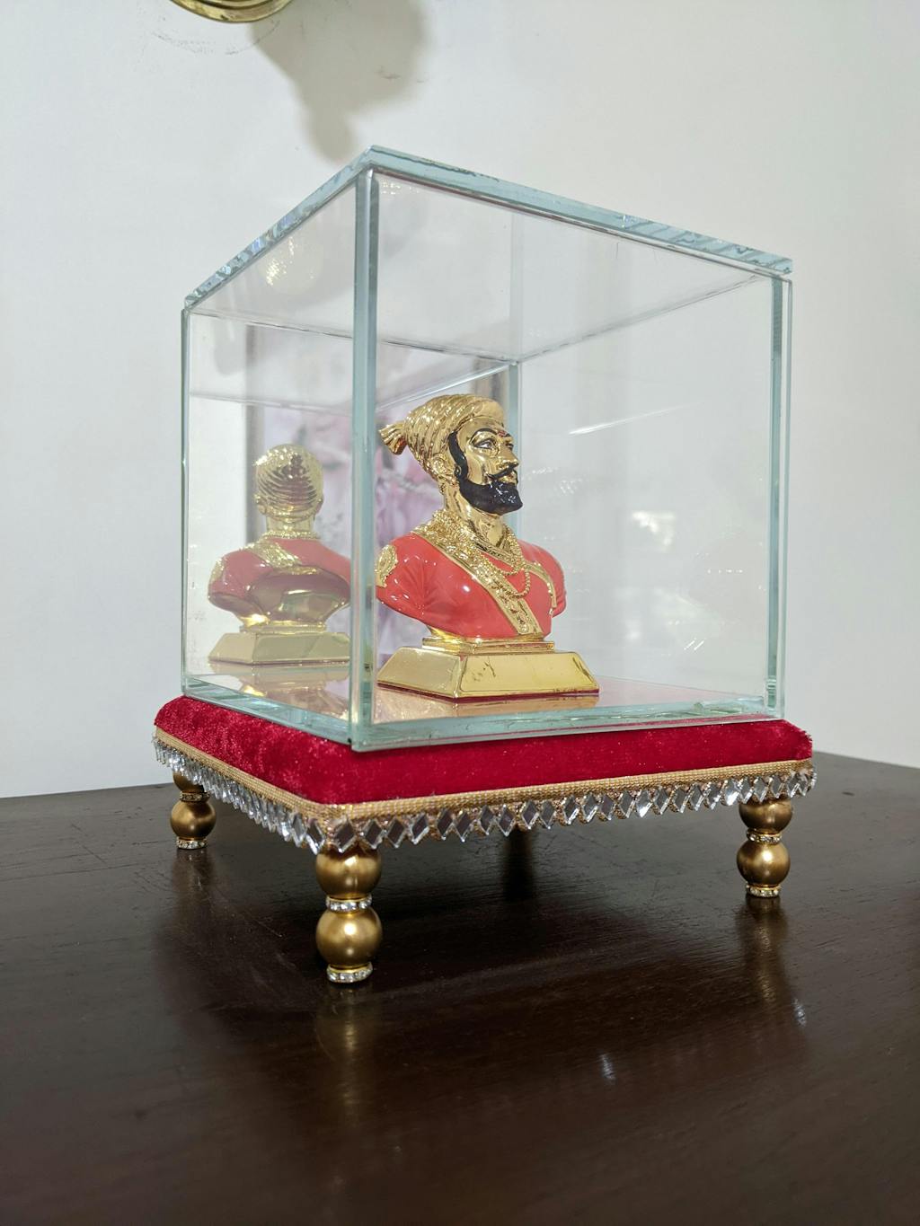 Mirror Mystic Chowki / Bajot 6x6 inch | Velvety Golden Accent