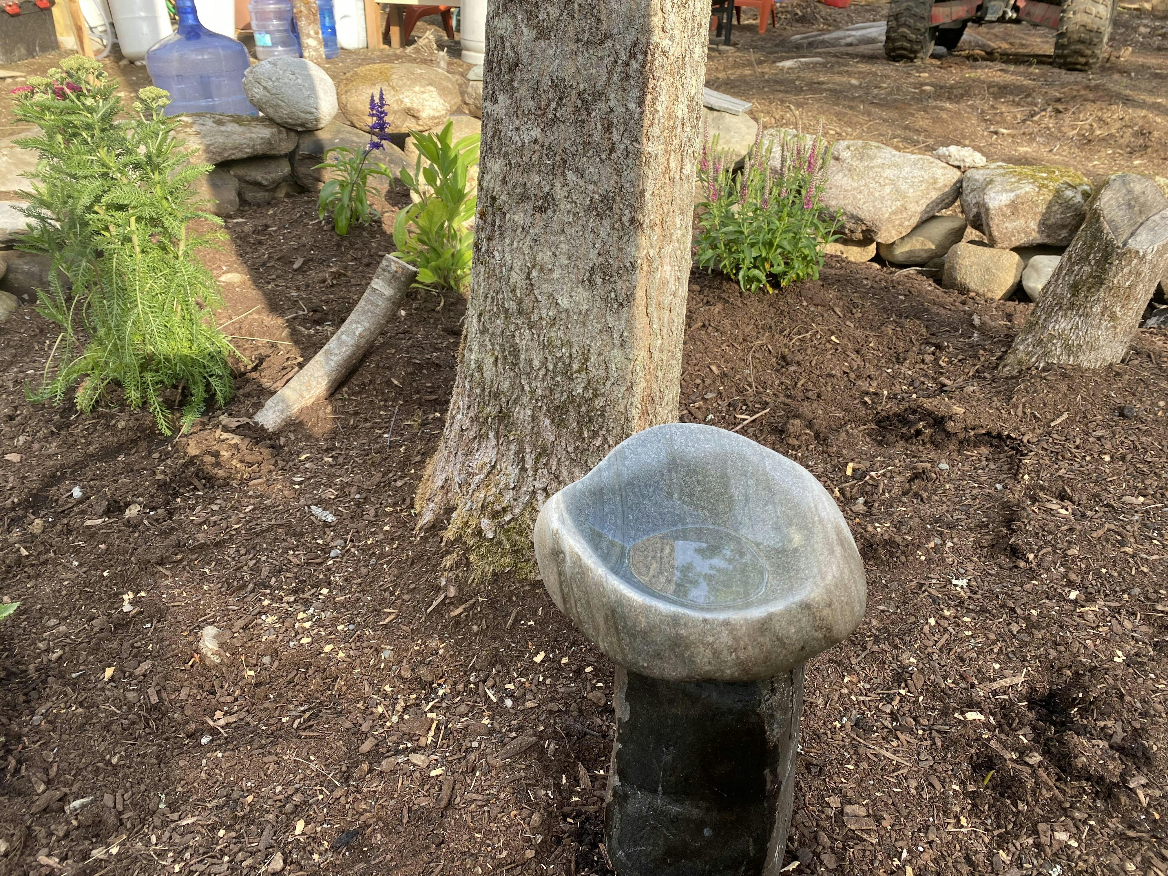 Handmade Natural Riverstone Bird Bath For Balcony, Patio, Garden Or Ya ...