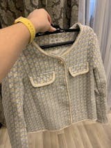 Women's Petite Blazers | Petite Tweed Jacket Baby Blue Vintage | Dane Fashion Baby Blue / M