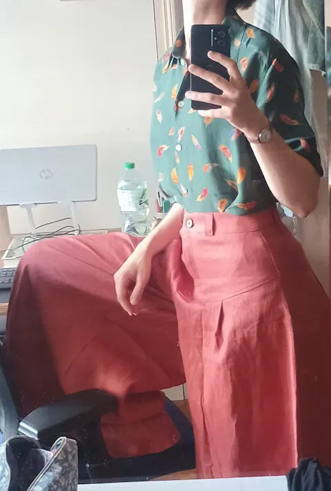 Khaki Linen Wide Leg Boho Palazzo Culottes
