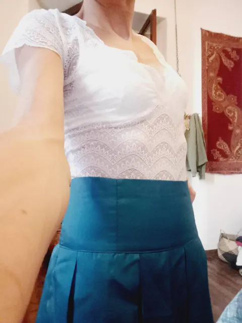 Long Teal Blue Taffeta Skirt - Formal High Waisted
