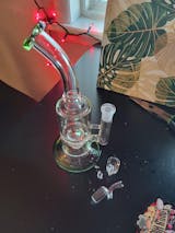 LA Pipes Time Traveler Silver Fumed Pull-Stem Bubble Bong