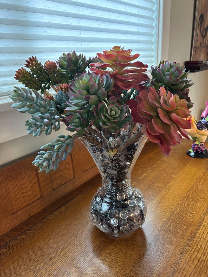 Blue Finger Jade Pick Faux Soft PE Succulent Plant Spray - 12"